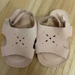 ZARA Baby Pink Suede Sandals